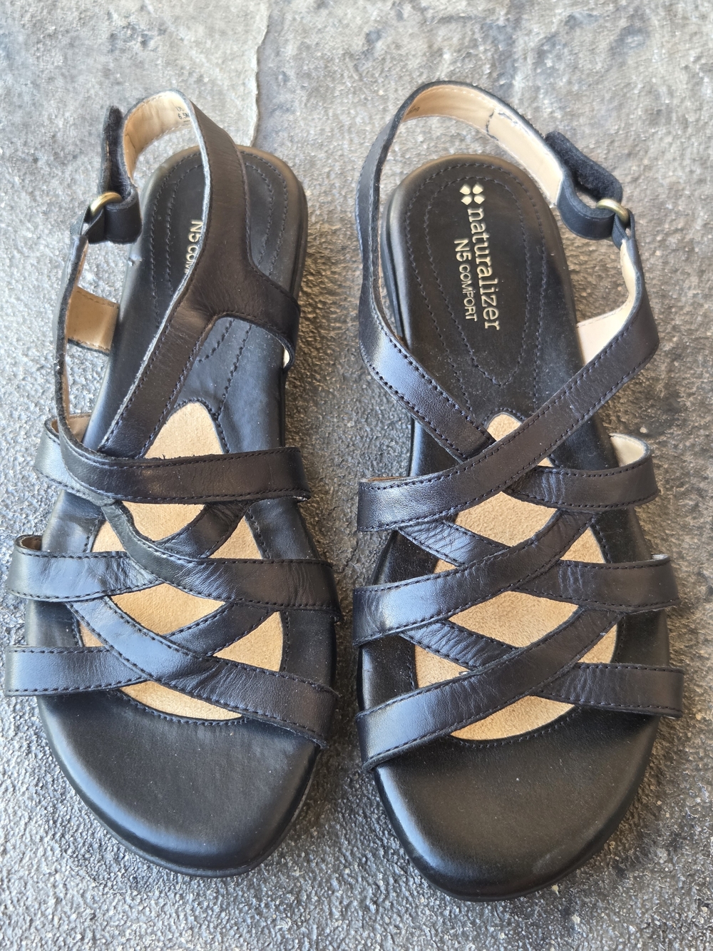 Naturalizer N5 Comfort Black Women's Strappy Slingback Sandals Size 6.5